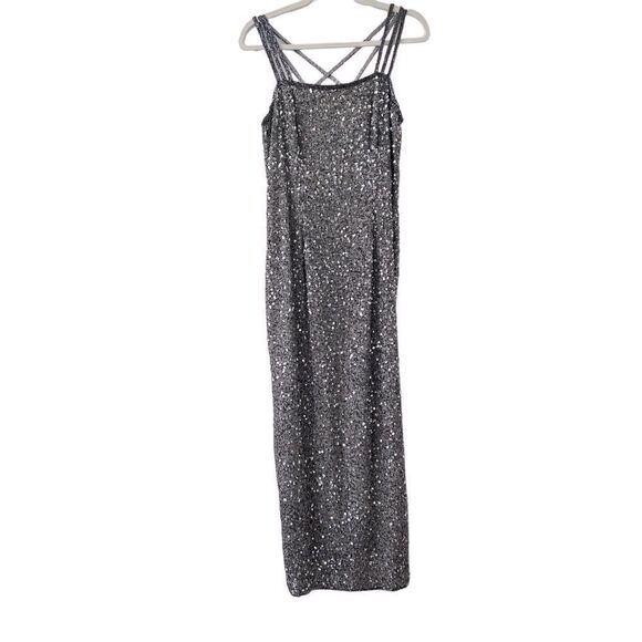 Scala Sleeveless Sequin Silk Bodycon Maxi Dress Womens Black Size XL - Picture 1 of 8